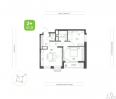 2-комн, 61 кв м, этаж 8/21 