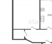 1-комн, 52кв м, этаж 9/10 ул Виктора Полякова, 17А