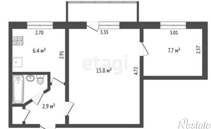2-комн квартира Сармановский тракт, 54,  д. 54